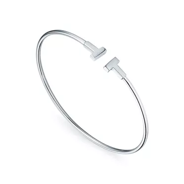 Tiffany T:Narrow Wire Bracelet in White Gold, 2