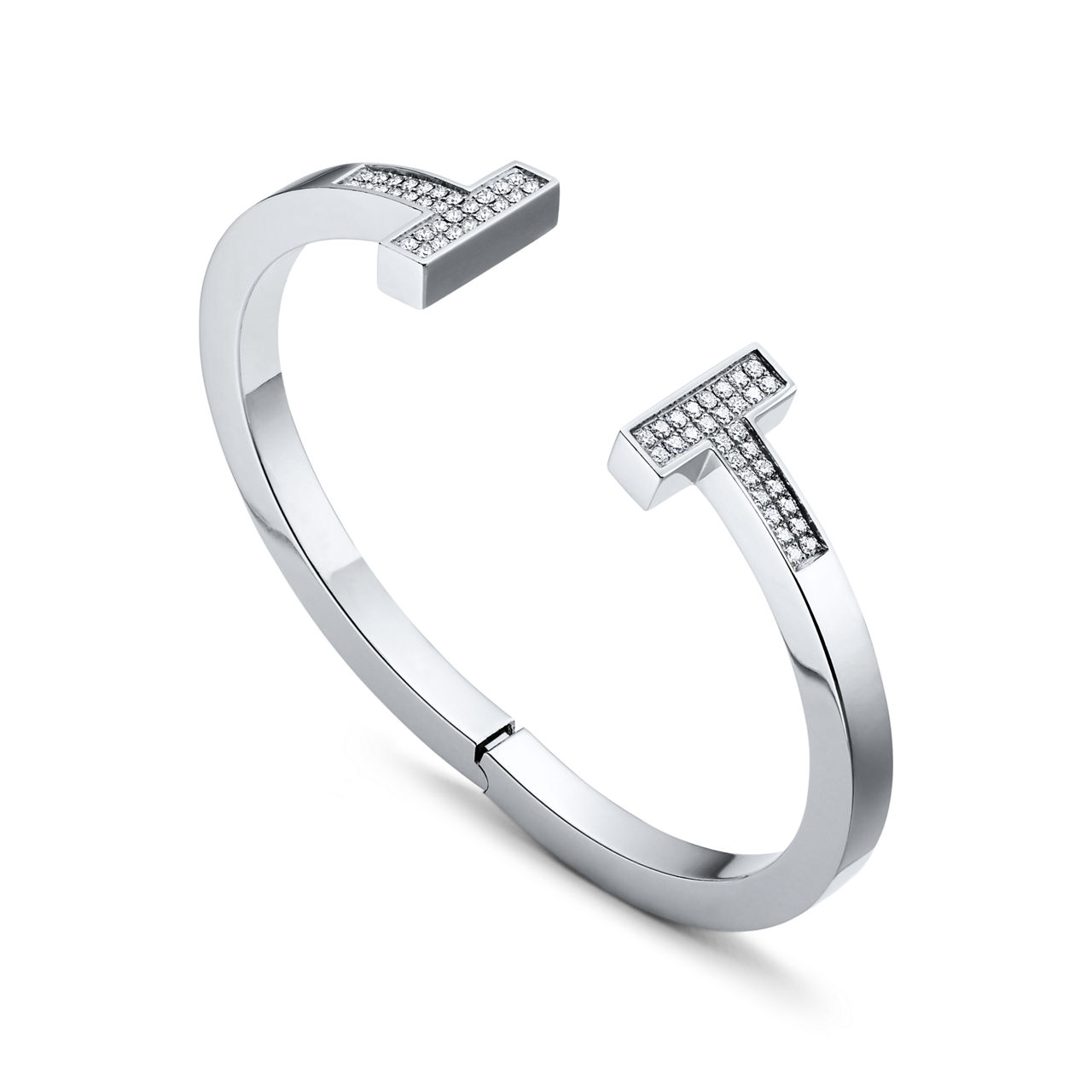 Tiffany T:Pavé Diamond Square Bracelet in White Gold image number 3