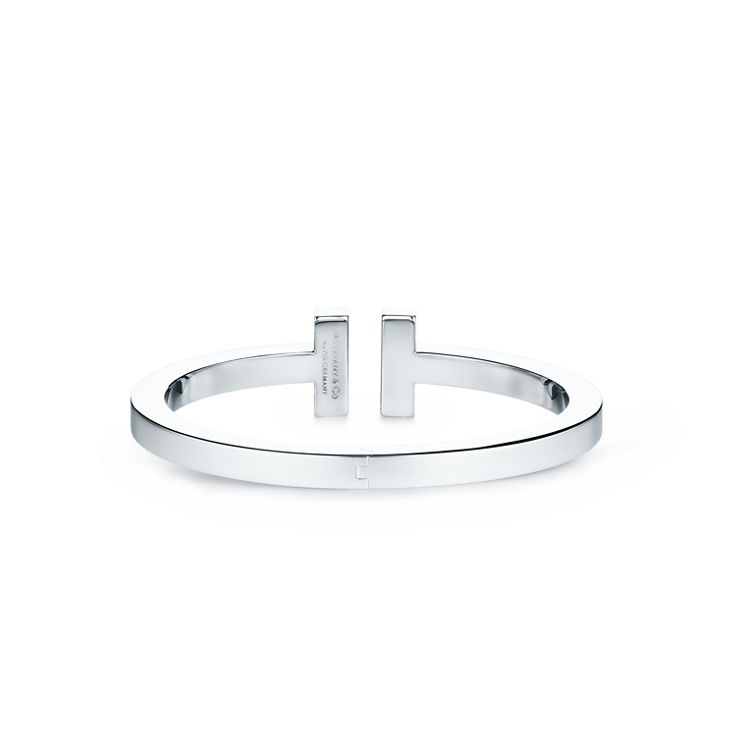 Tiffany T:Pavé Diamond Square Bracelet in White Gold image number 4