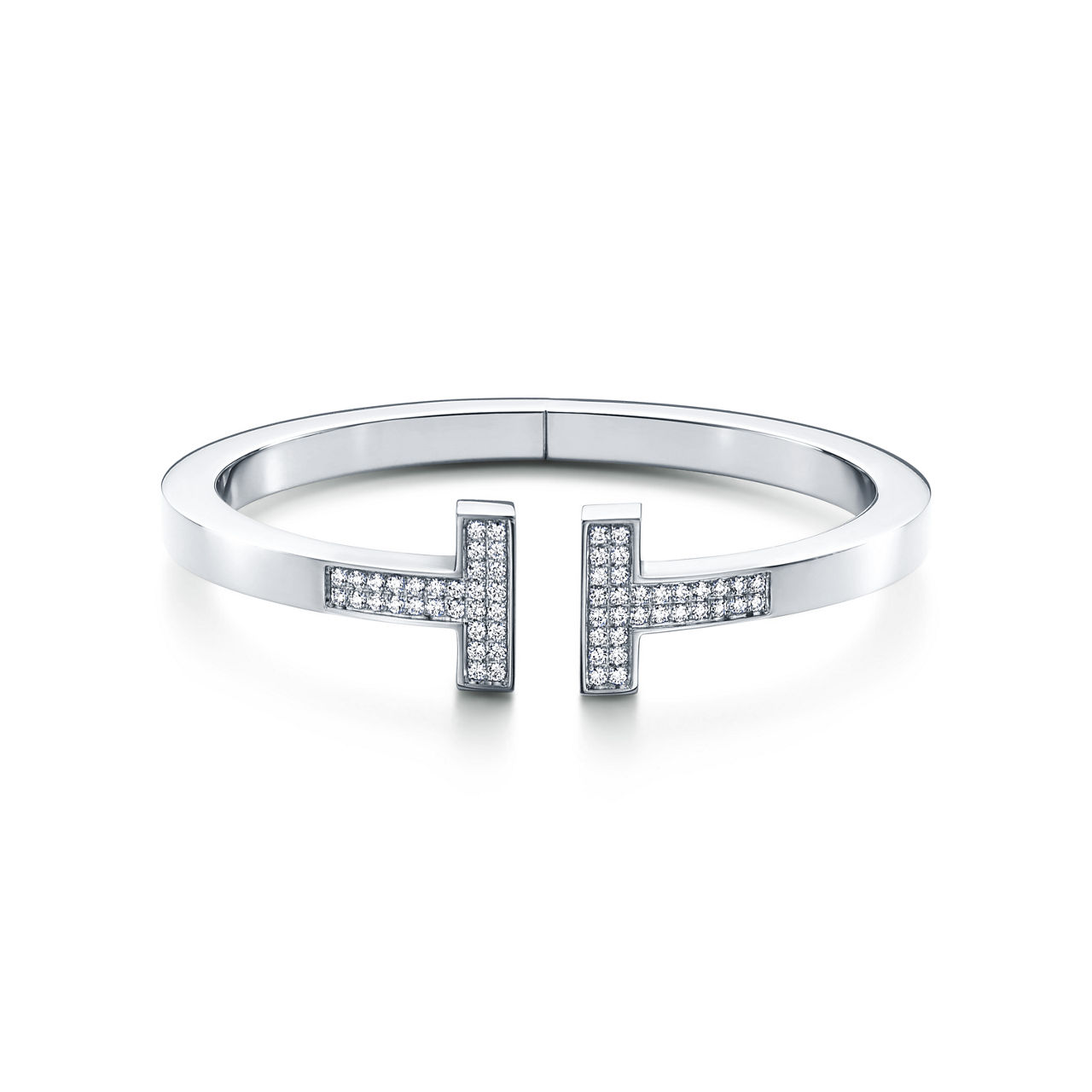 Tiffany T:Pavé Diamond Square Bracelet in White Gold image number 0