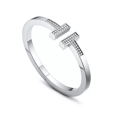 Tiffany T:Pav&eacute; Diamond Square Bracelet in White Gold, 2