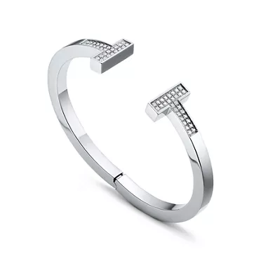 Tiffany T:Pav&eacute; Diamond Square Bracelet in White Gold, 3