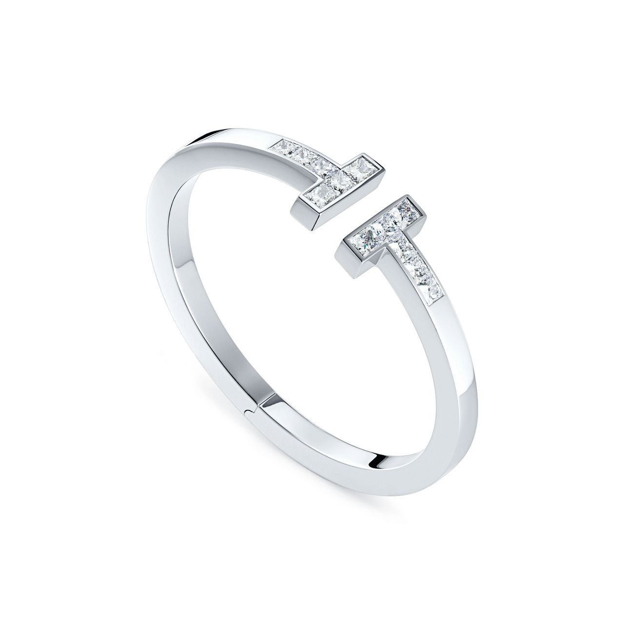 Tiffany T:Princess-cut Diamond Square Bracelet in 18k White Gold image number 2