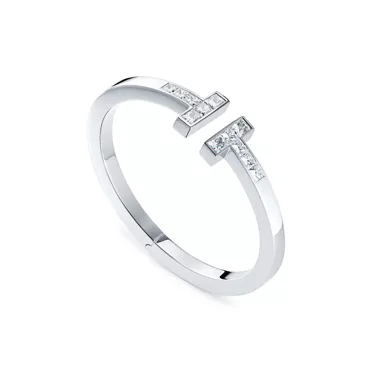 Tiffany T:Princess-cut Diamond Square Bracelet in 18k White Gold, 2