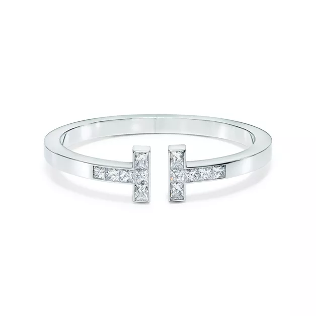 Tiffany T:Princess-cut Diamond Square Bracelet in 18k White Gold image number 0