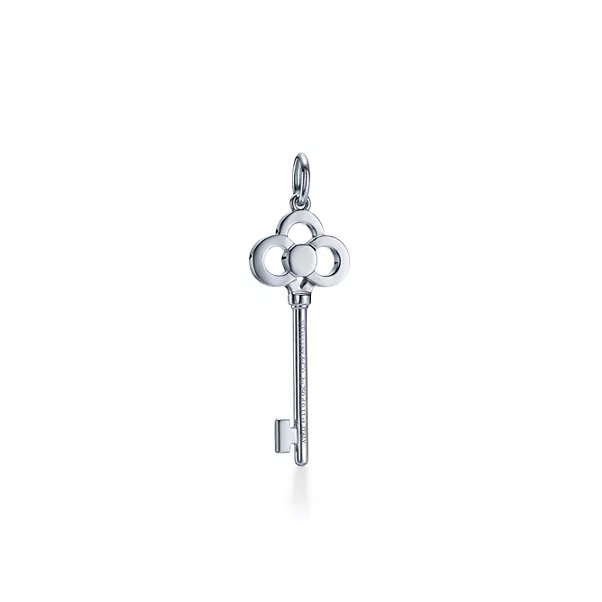 Crown Key in White Gold with Diamonds, 1.5"