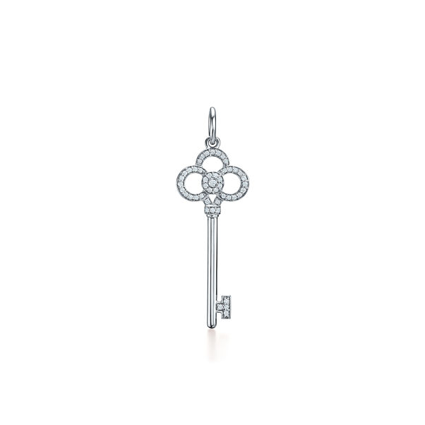 Tiffany Keys:Crown Key in White Gold with Diamonds, 1.5"