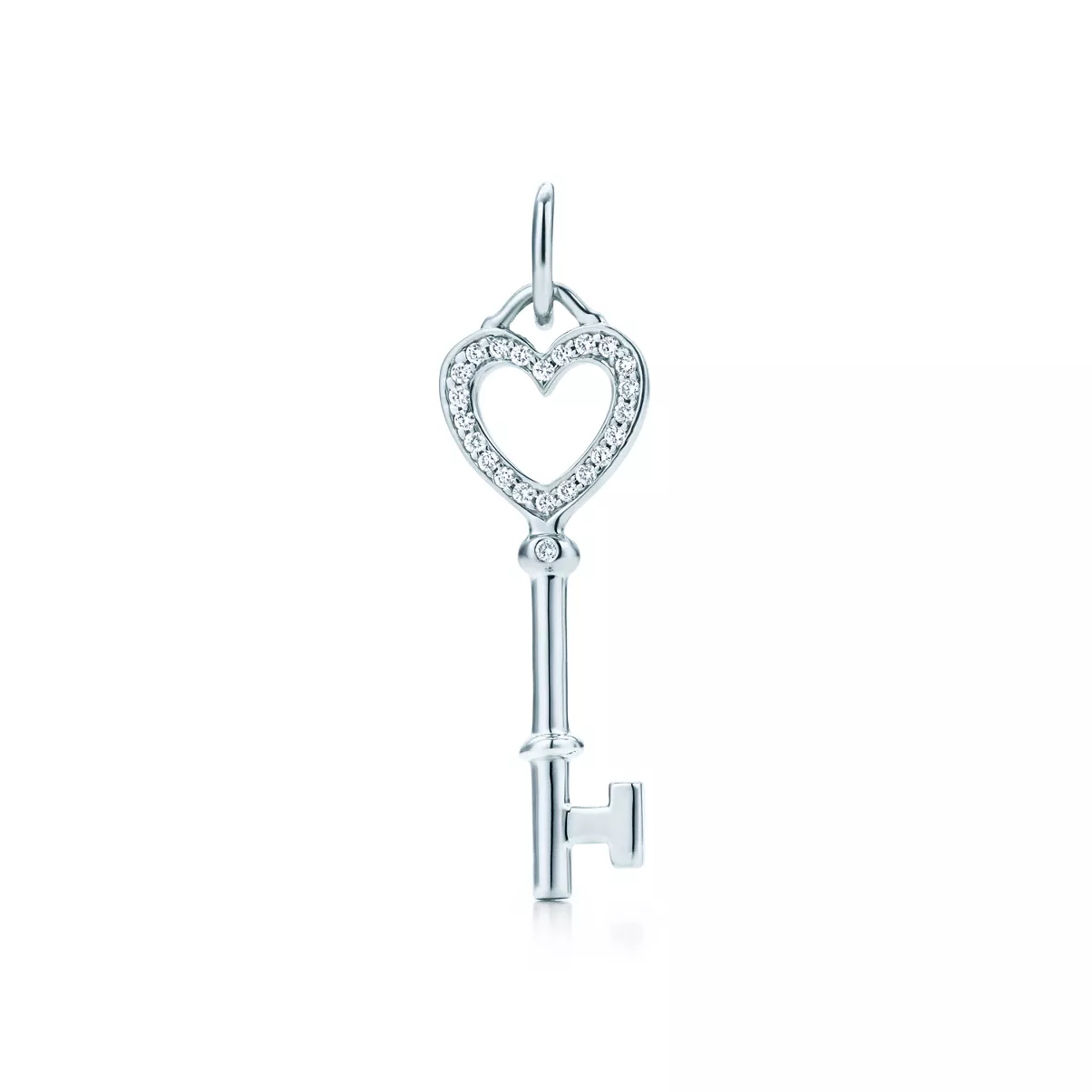 Heart Key in White Gold with Diamonds, Mini