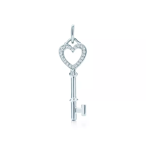 Herzschlüssel in Weißgold mit Diamanten, Mini
