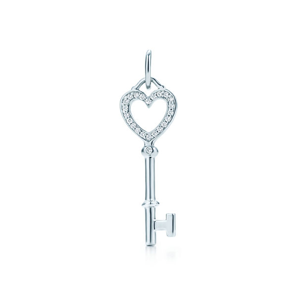 Tiffany Keys:Llave de corazón en oro blanco con diamantes, tamaño mini