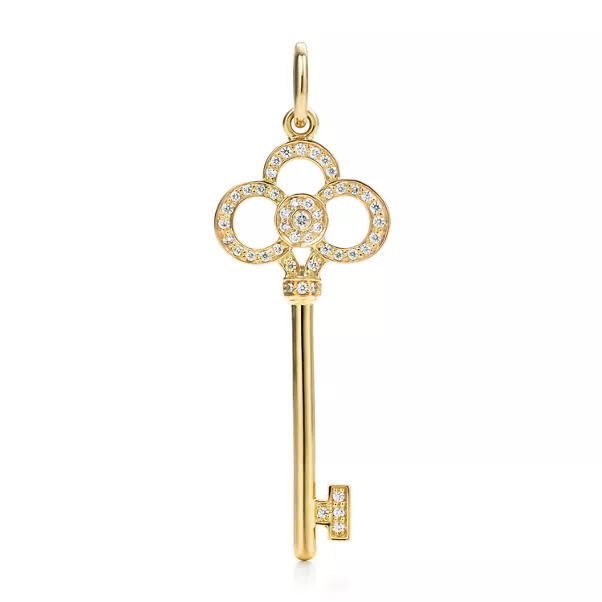 Kronenschlüssel in Gelbgold mit Diamanten, 3,8 cm
