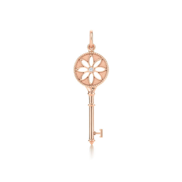 Tiffany Keys:Daisy Key in Rose Gold with a Diamond, 1.5"