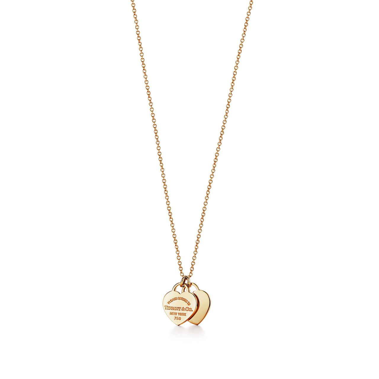 Return to Tiffany™:Double Heart Tag Pendant in Yellow Gold, Mini image number 0