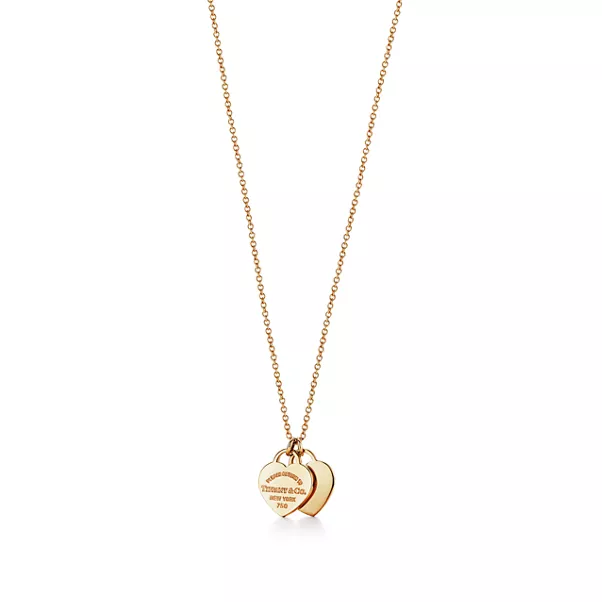 Pendentif double Plaque Cœur en or jaune 18 carats. Mini.