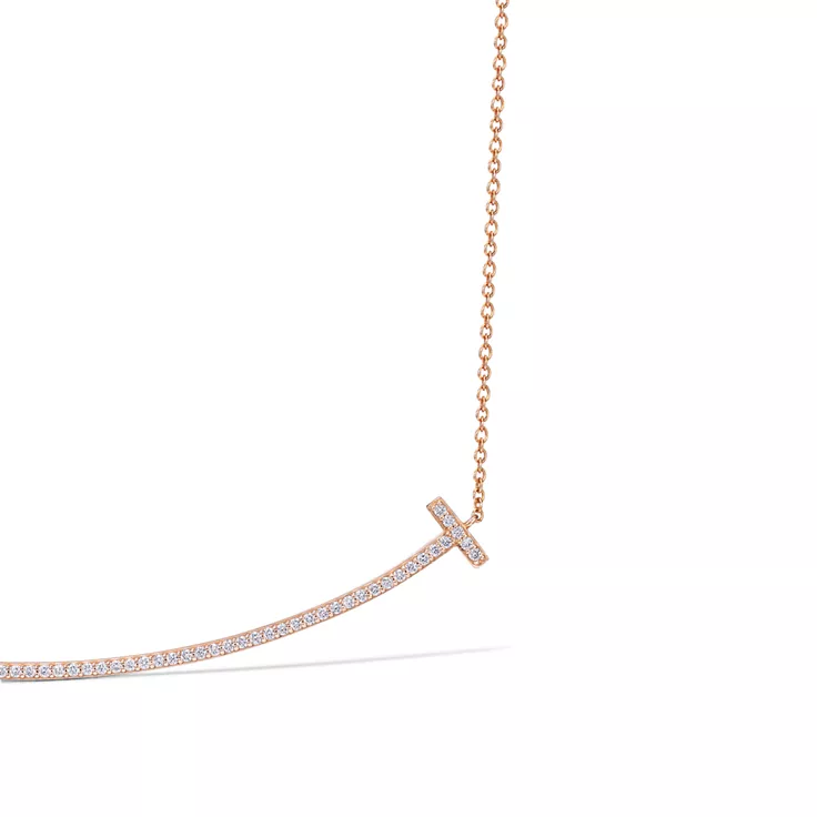 Tiffany T:Colgante Smile de oro rosa con diamantes, tamaño grande, 4