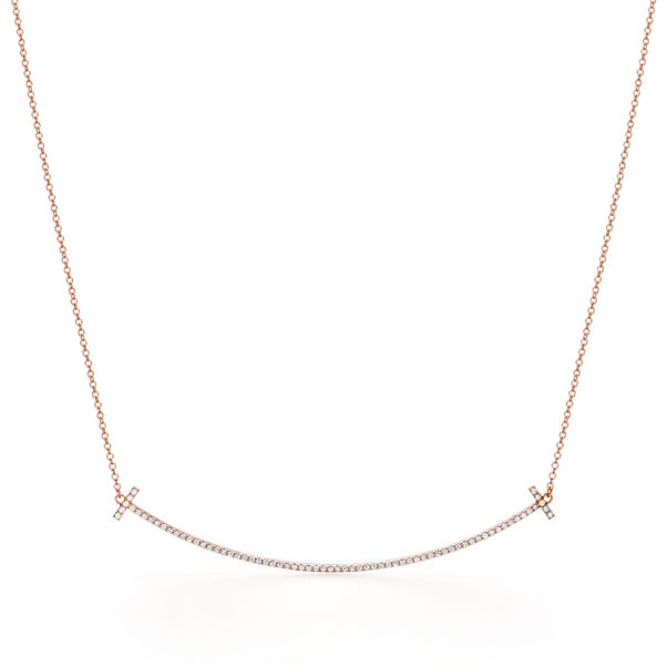 Tiffany T:Smile Pendant in Rose Gold with Diamonds, Large