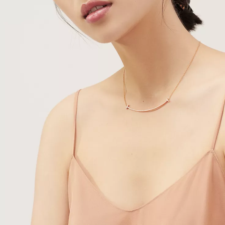Tiffany T:Colgante Smile de oro rosa con diamantes, tamaño grande, 1