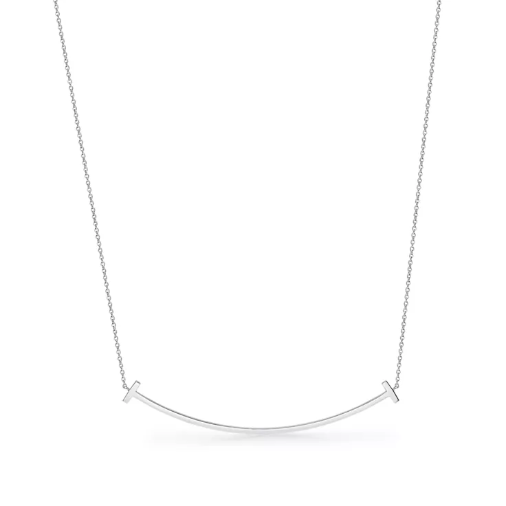 Tiffany T:Colgante Smile de oro blanco con diamantes, tamaño grande, 1