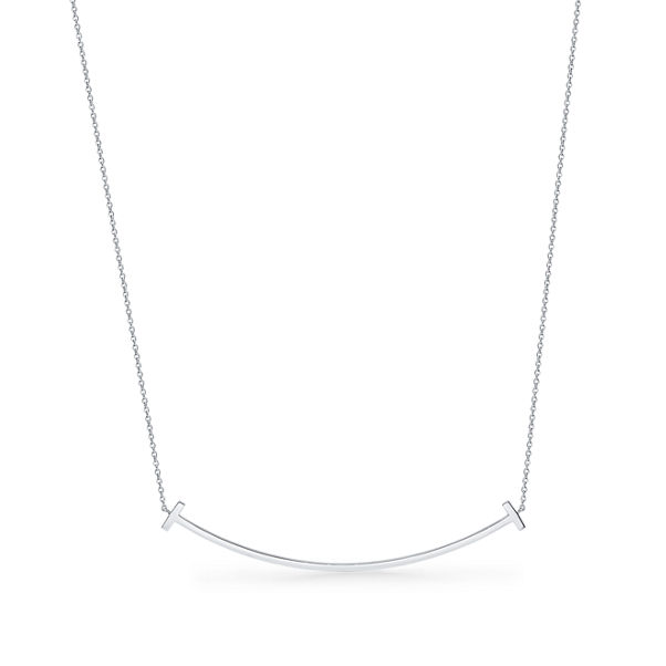 Tiffany T:Smile Pendant in White Gold with Diamonds, Large