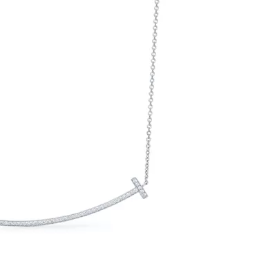 Tiffany T:Colgante Smile de oro blanco con diamantes, tamaño grande, 3