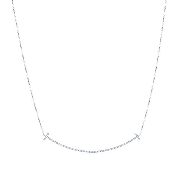 Tiffany T:Smile Pendant in White Gold with Diamonds, Large