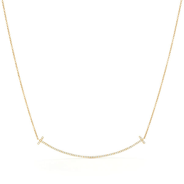 Tiffany T:Smile Pendant in Yellow Gold with Diamonds, Large