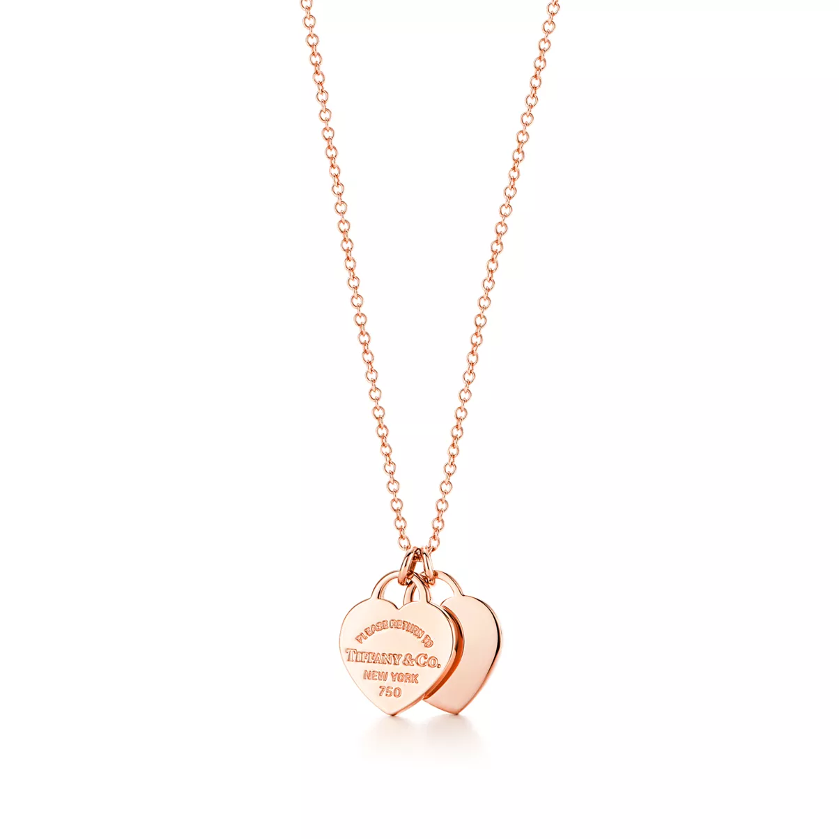 Pendente Double Heart Tag in oro rosa, mini