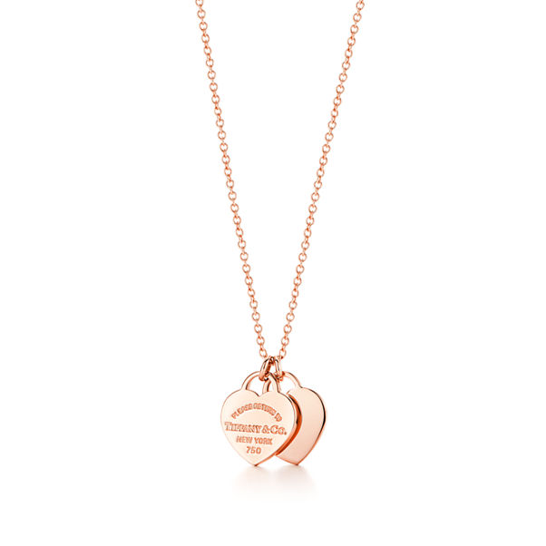 Return to Tiffany™:Double Heart Tag Pendant in Rose Gold, Mini