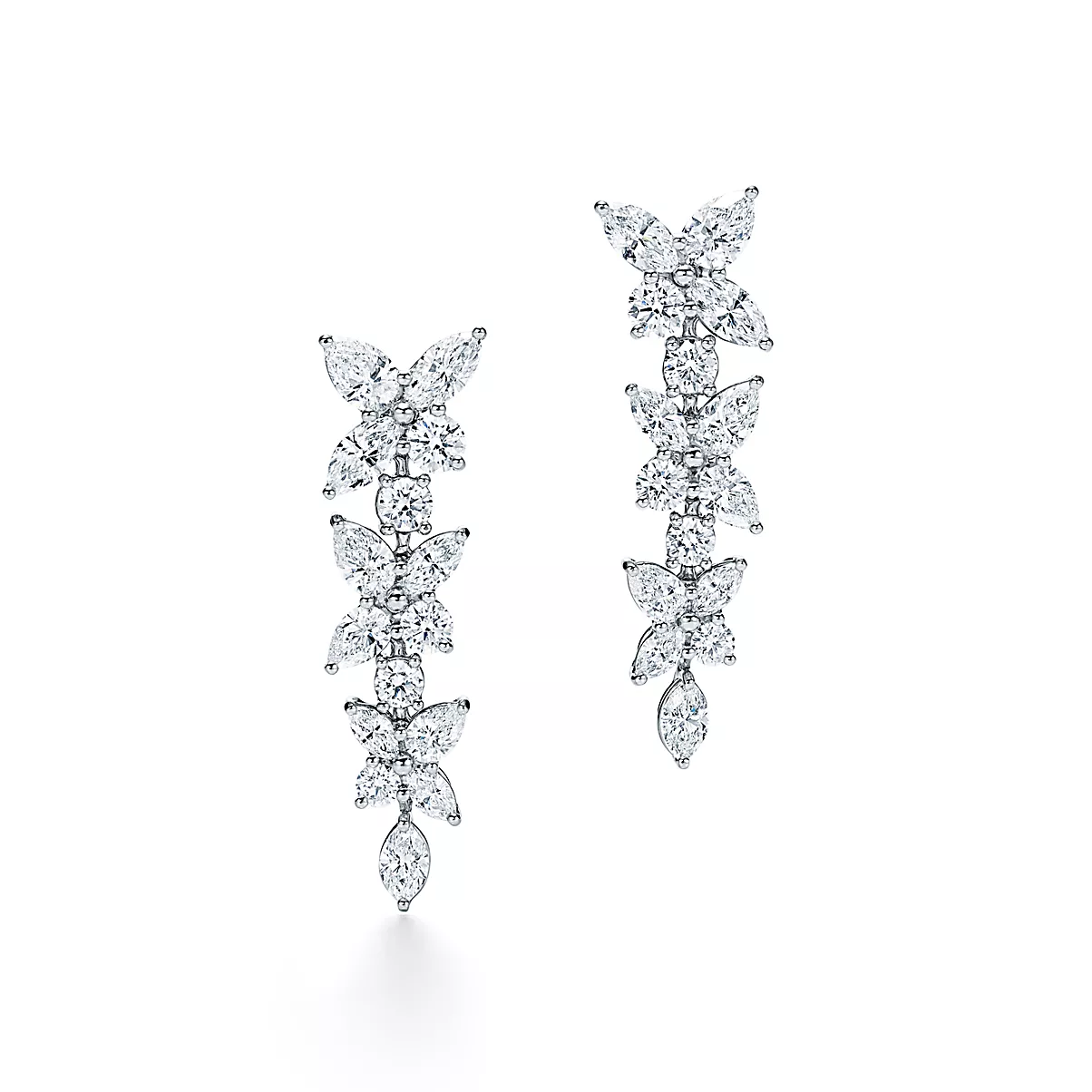Tiffany Victoria Earrings 플래티늄 라운드 브릴리언트 다이아몬드 One Scale