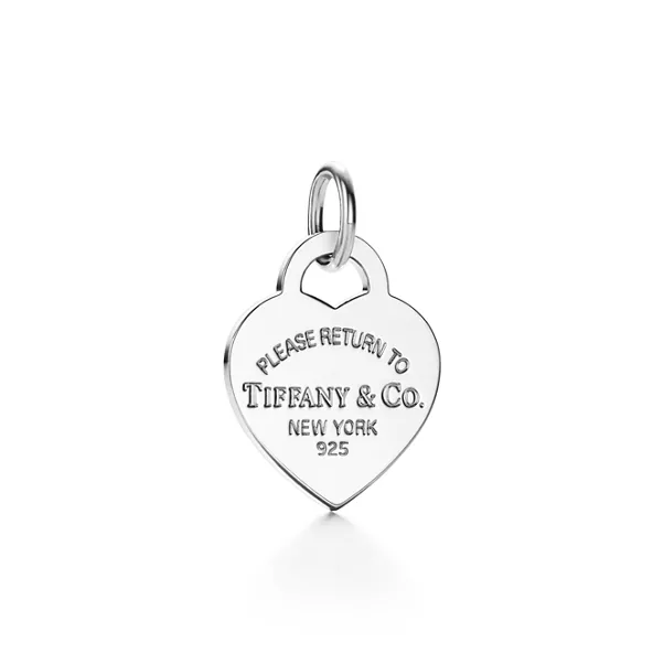Heart Tag Charm in Silver, Medium