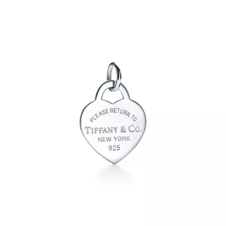Return to Tiffany™:Pink Heart Tag Charm in Silver, Small, 1