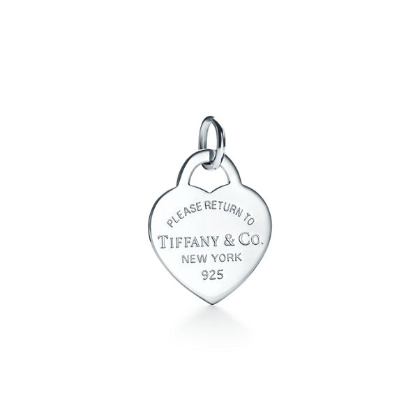 Return to Tiffany™:Pink Heart Tag Charm in Silver, Small