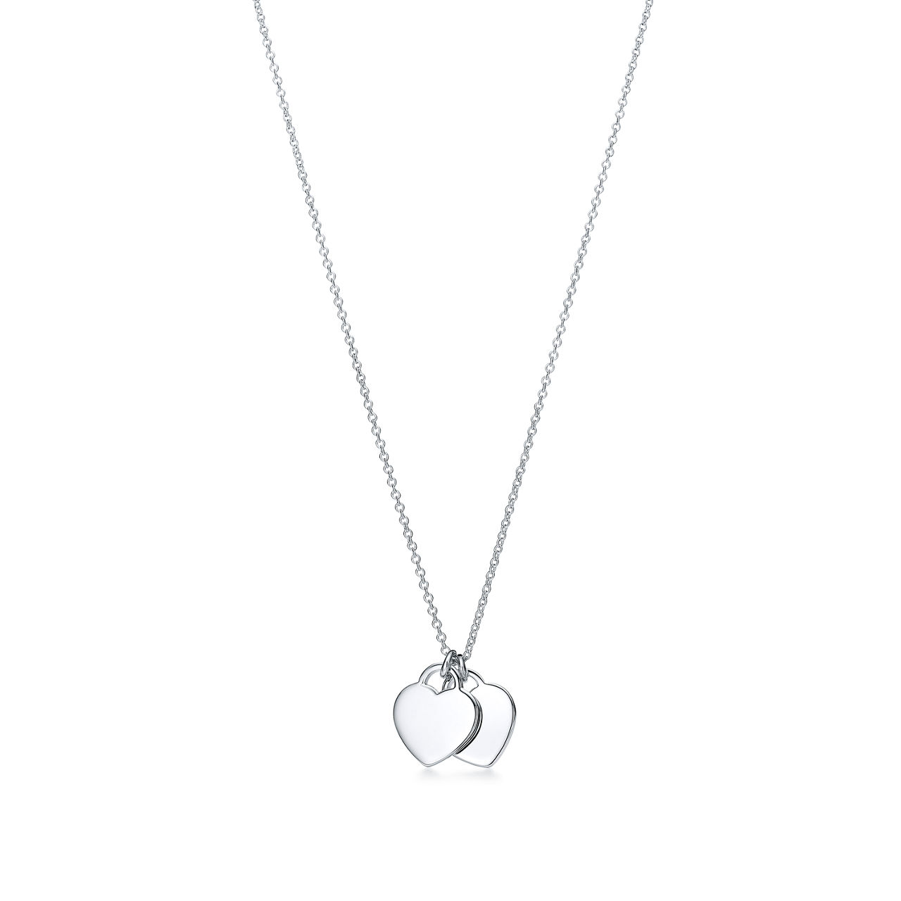 Return to Tiffany™:Double Heart Tag Pendant in Silver, Mini image number 2