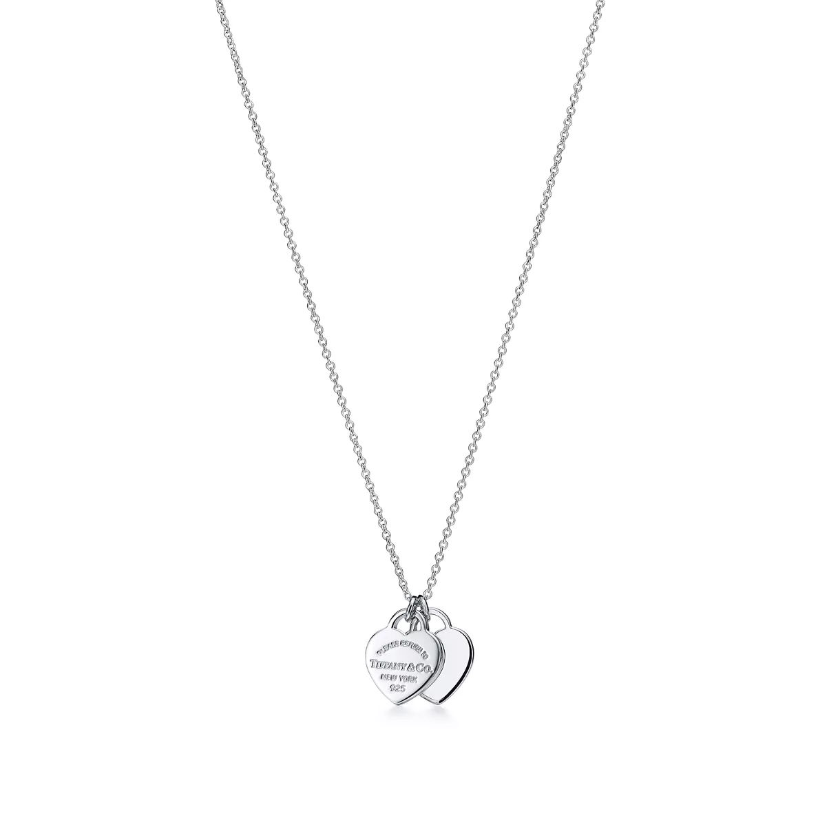 Pendente Double Heart Tag in argento, mini