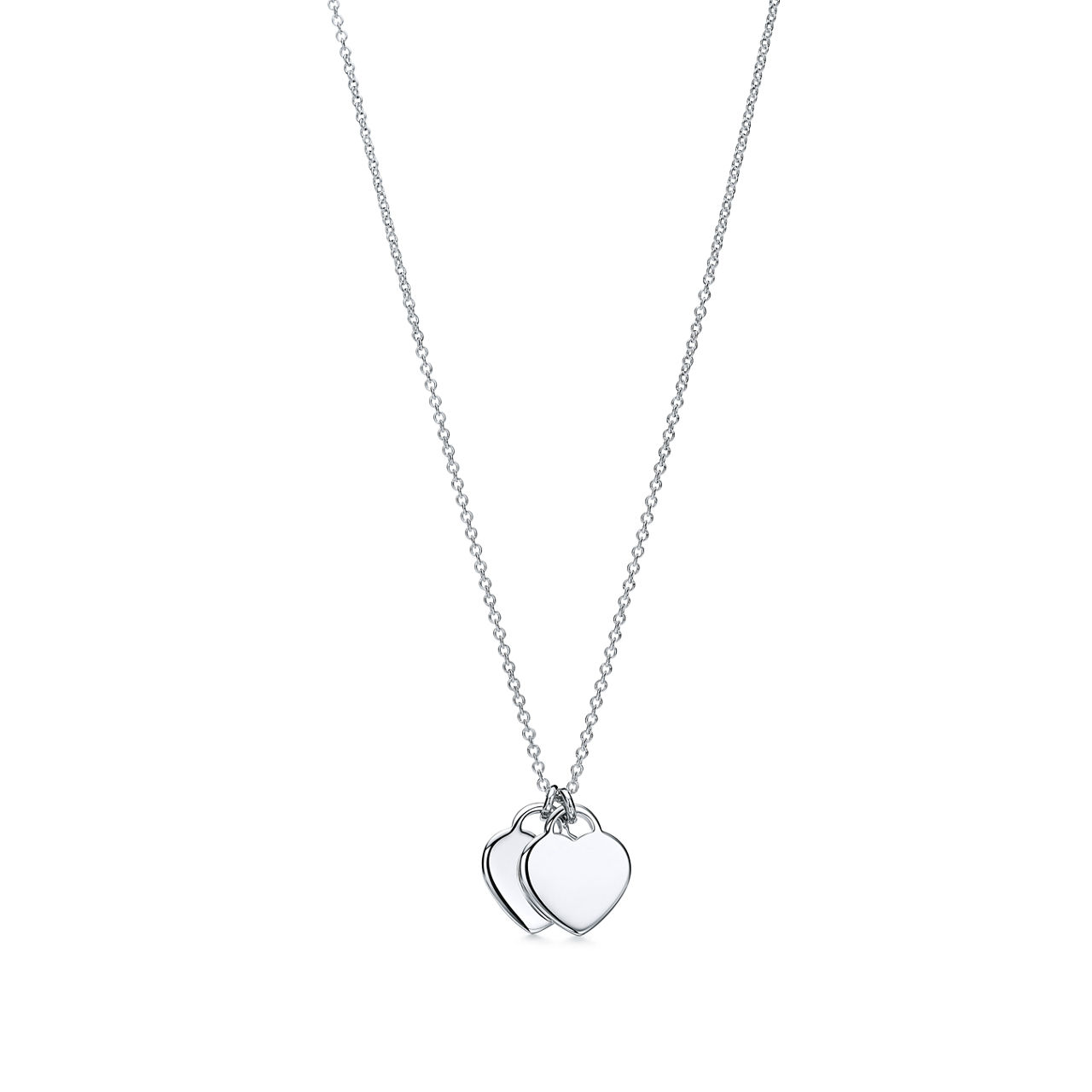 Return to Tiffany™:Pink Double Heart Tag Pendant in Silver, Mini image number 2