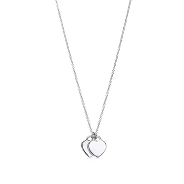 Return to Tiffany®:Pink Double Heart Tag Pendant in Silver, Mini, 2