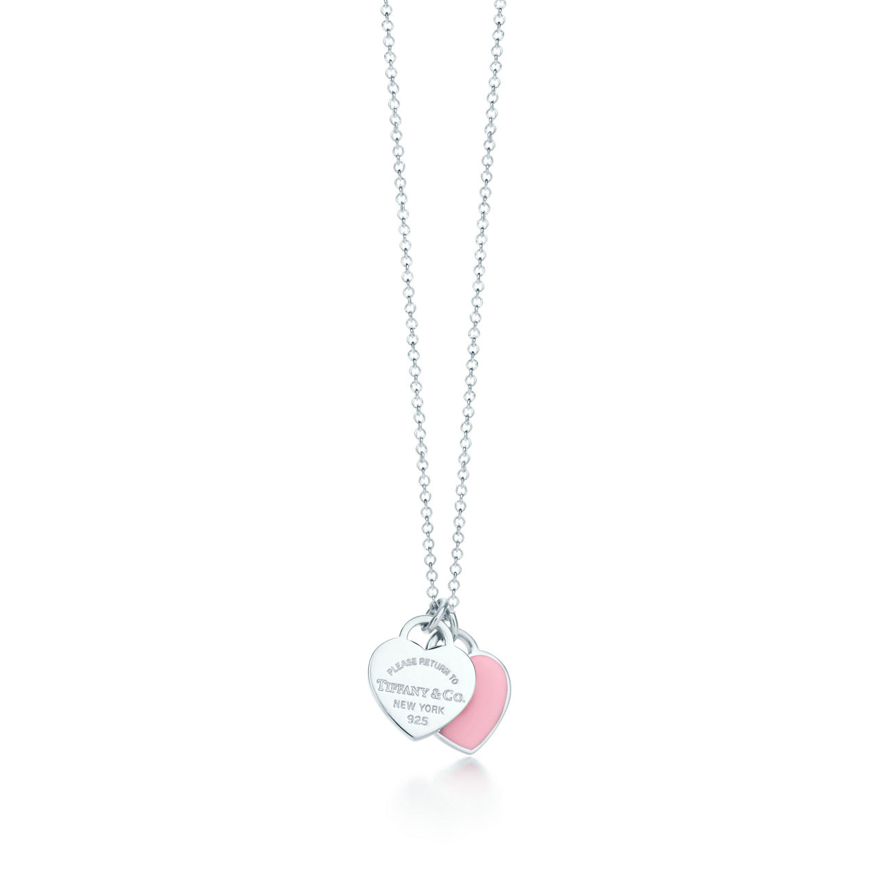 Return to Tiffany™:Pink Double Heart Tag Pendant in Silver, Mini image number 0