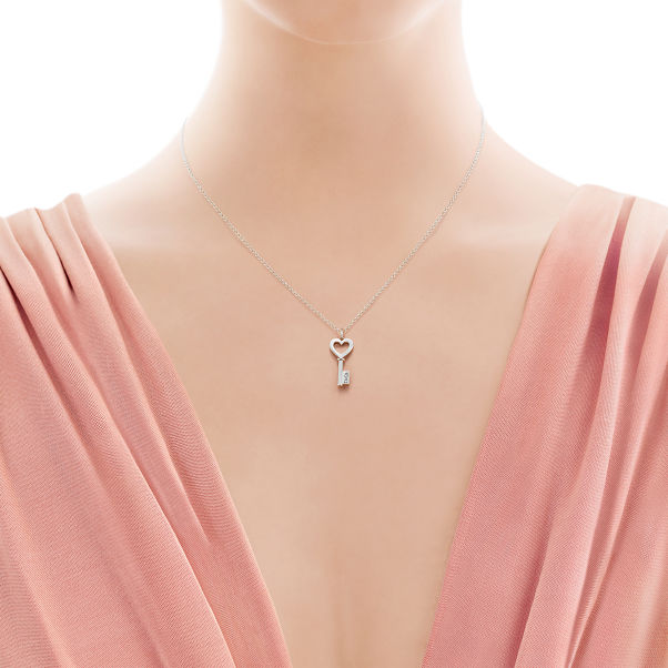 Tiffany Keys:Heart Key Pendant in Silver