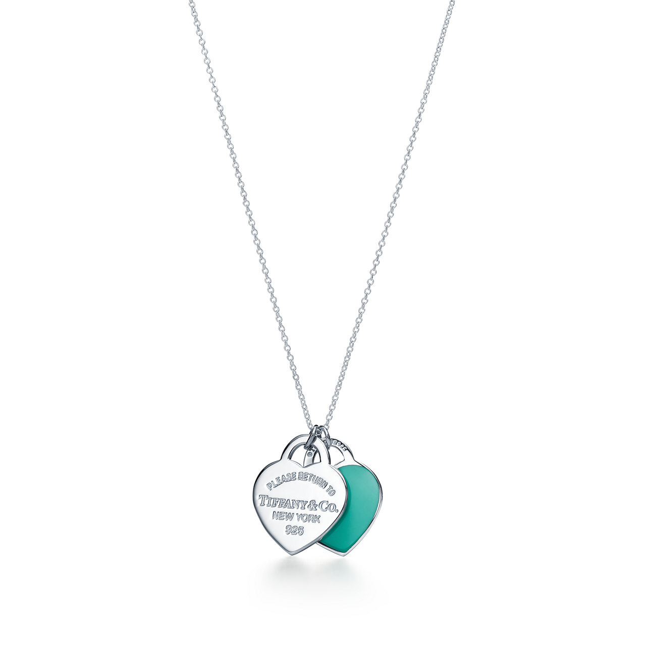 Return to Tiffany™:Doppelherz-Anhänger in Tiffany Blue® in Silber, Small Bildnummer 0