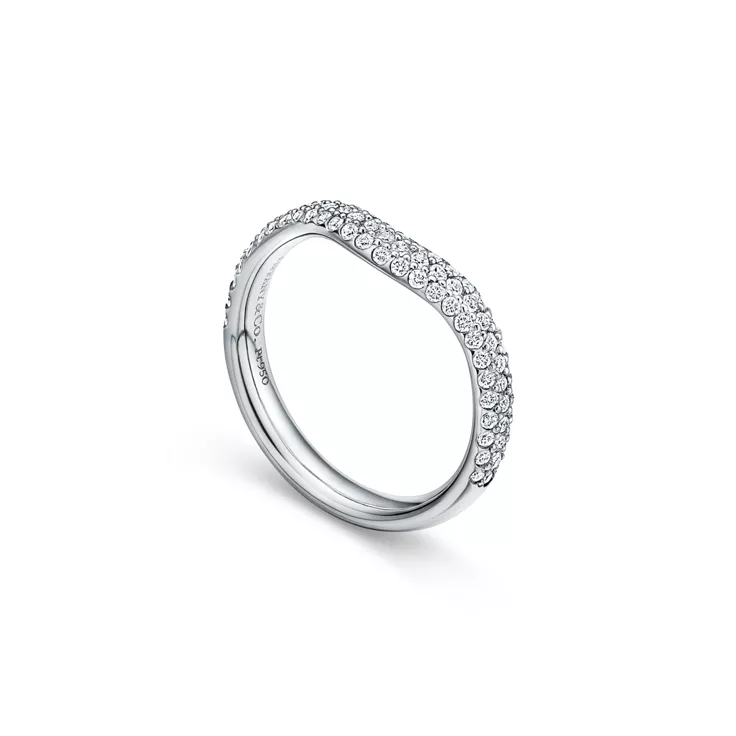 Elsa Peretti®:Curved Band Ring in Platinum with Pavé Diamonds, 2