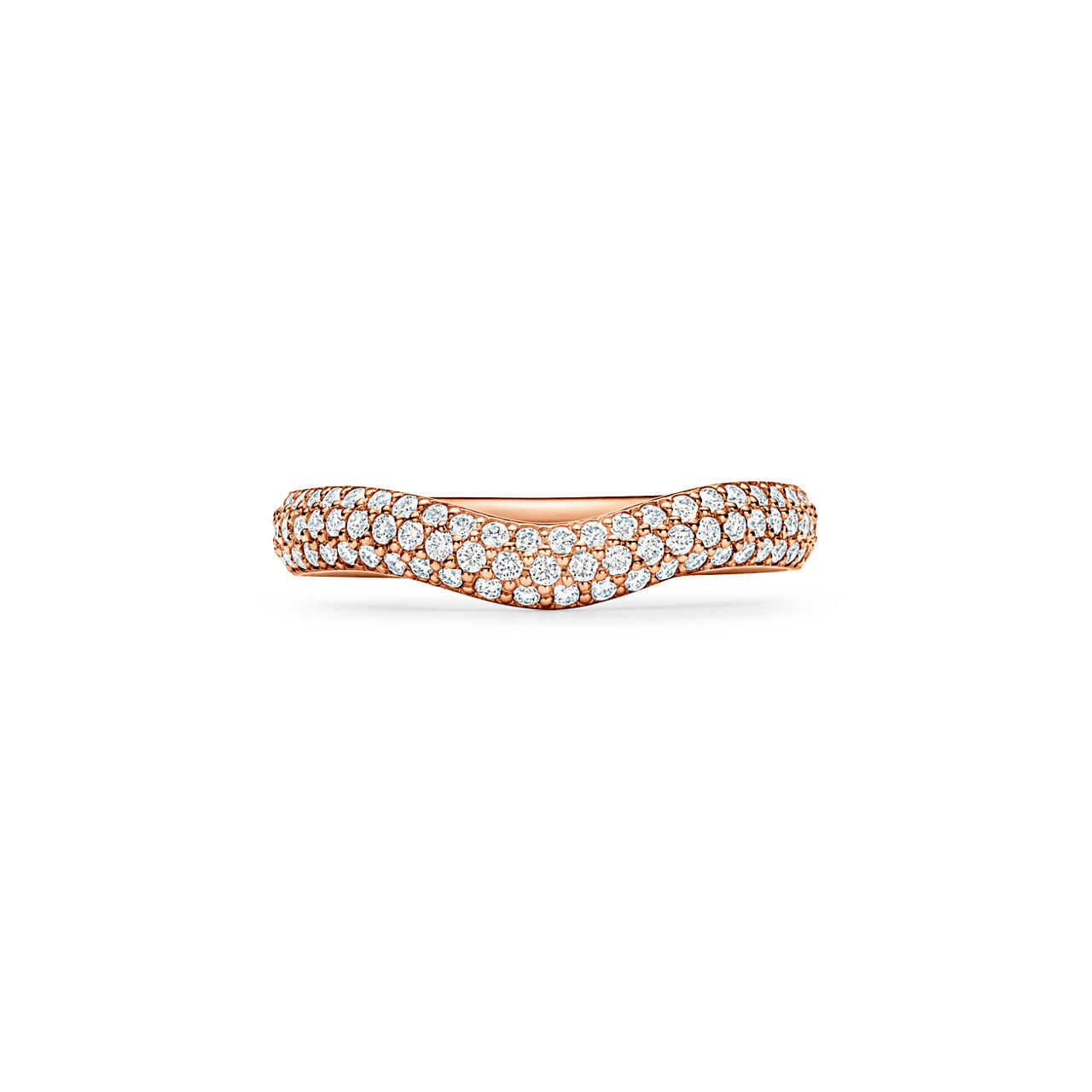 Elsa Peretti®:Curved Band Ring in Rose Gold with Pavé Diamonds image number 0