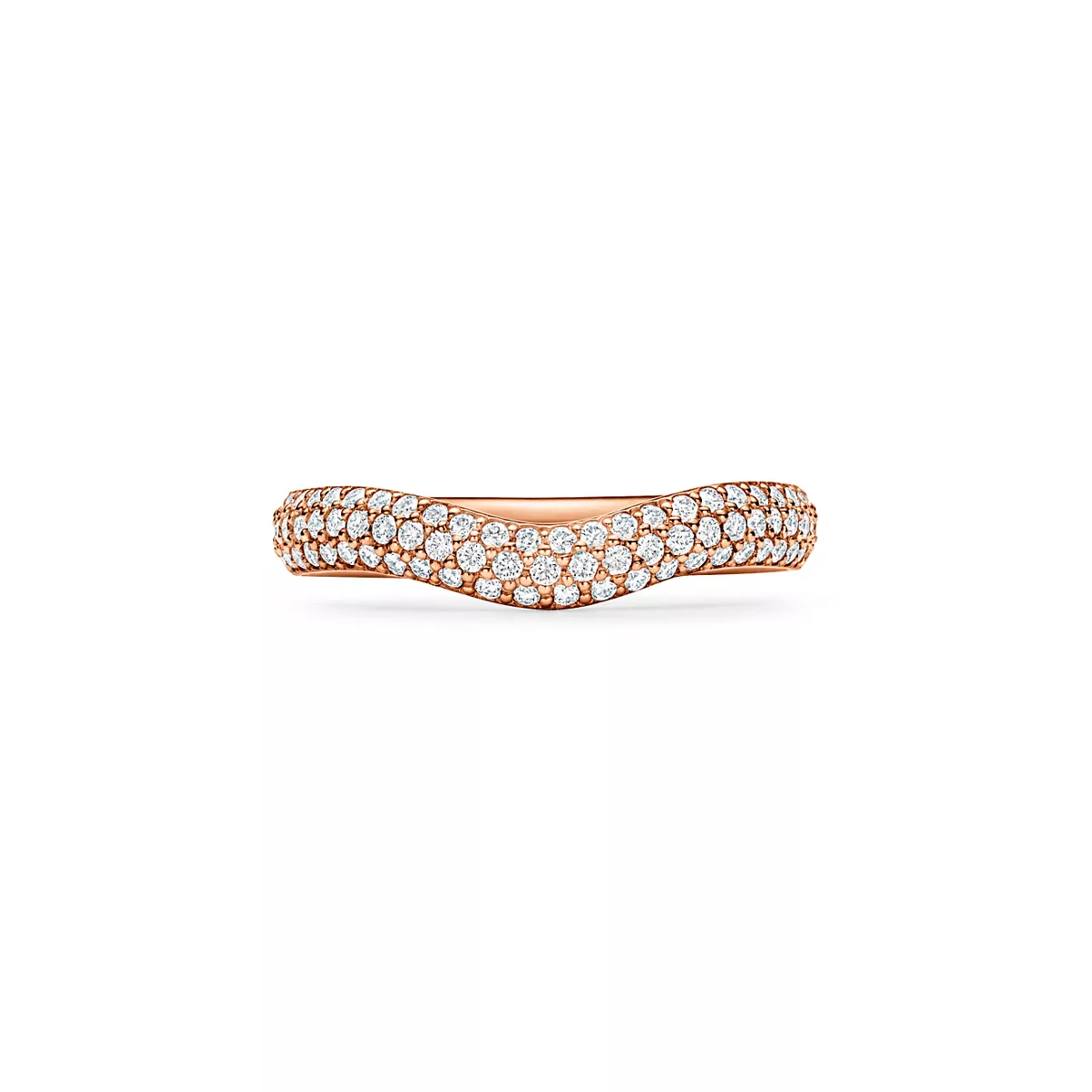 Curved Band Ring in Rose Gold with Pav&eacute; Diamonds