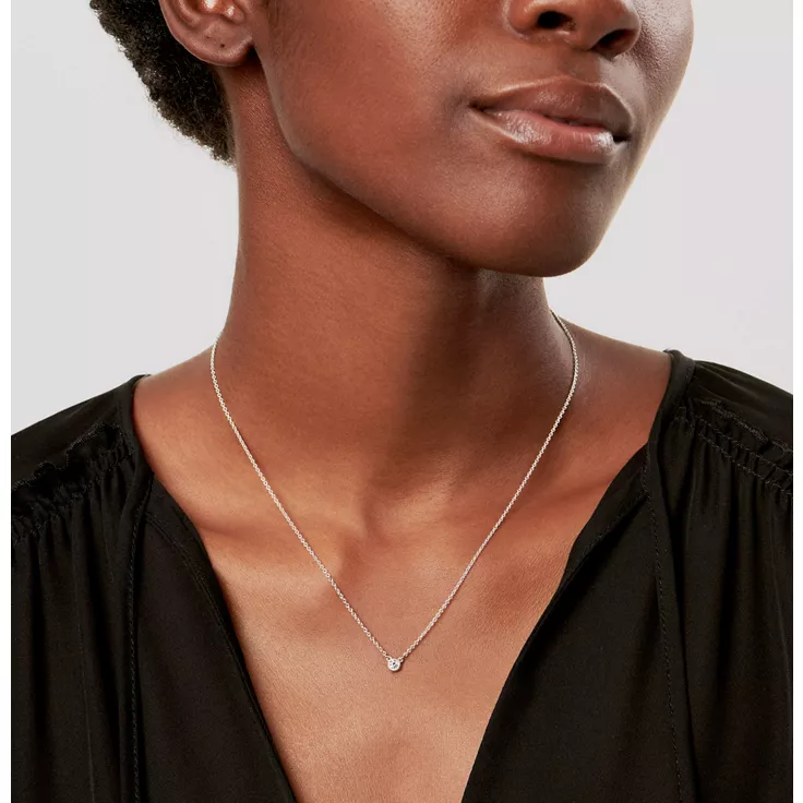 Elsa Peretti®:Diamonds by the Yard® Single Diamond Pendant in Silver, 1