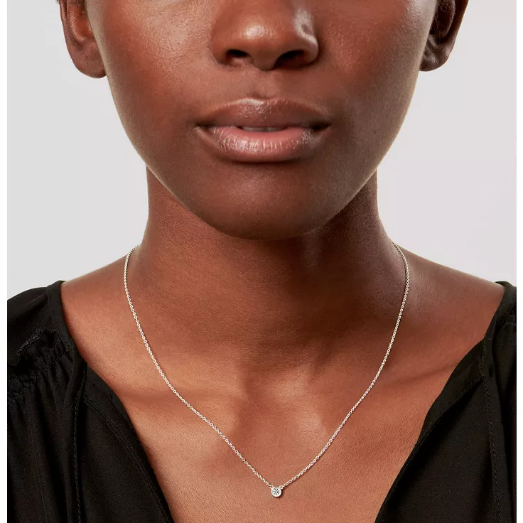 Elsa Peretti®:Diamonds by the Yard® Single Diamond Pendant in Silver, 1