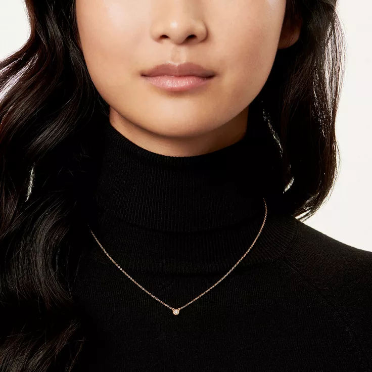 Elsa Peretti®:Diamonds by the Yard® Single Diamond Pendant in Rose Gold, 1