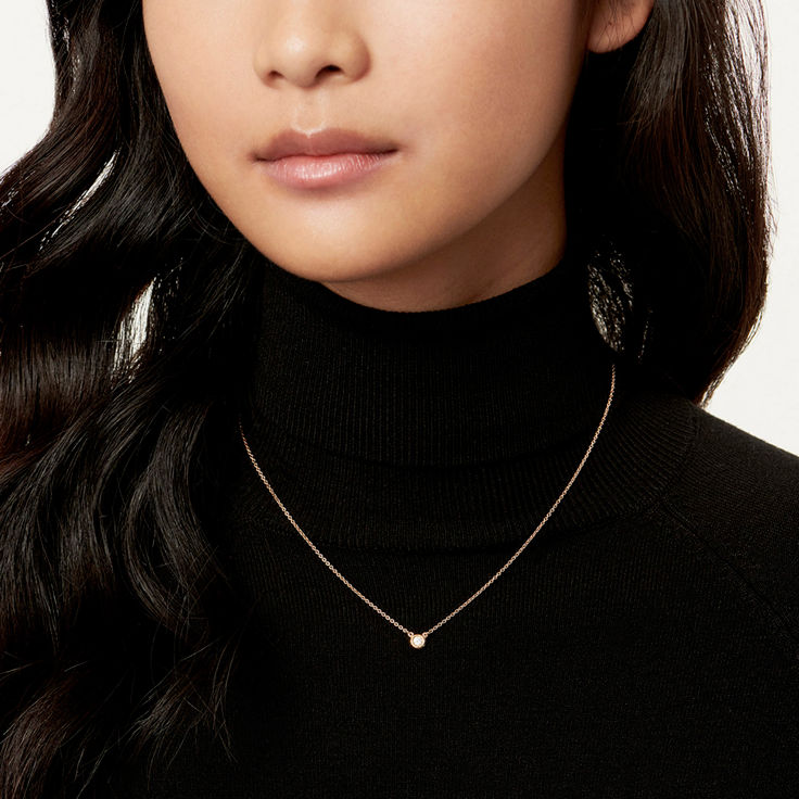 Elsa Peretti®:Diamonds by the Yard® Single Diamond Pendant in Rose Gold image number 1