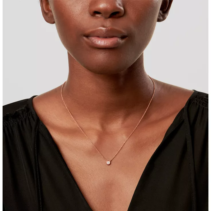 Elsa Peretti®:Diamonds by the Yard® Single Diamond Pendant in Rose Gold, 1