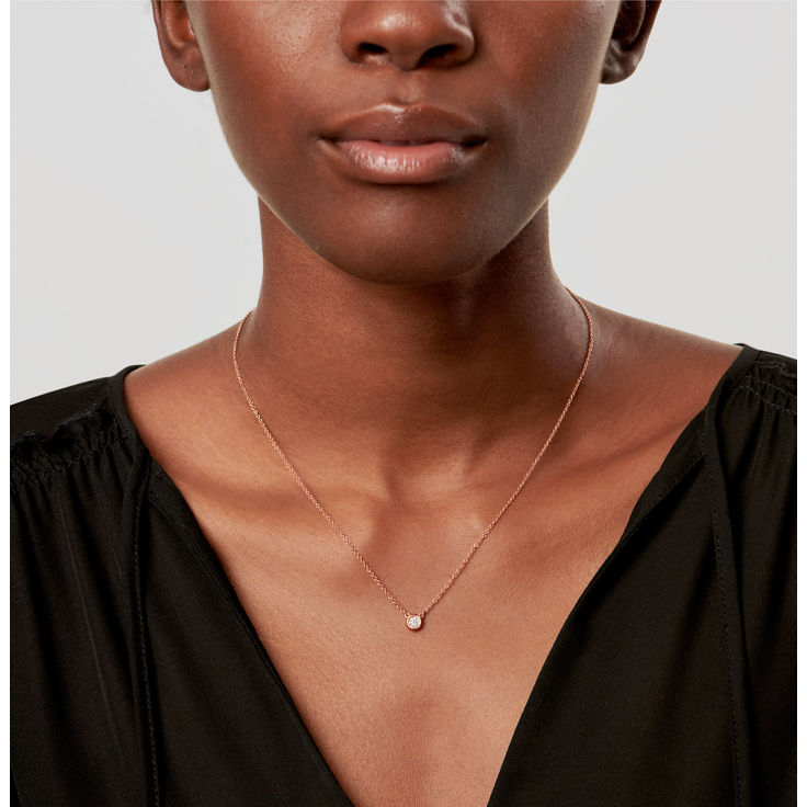 Elsa Peretti®:Diamonds by the Yard® Single Diamond Pendant in Rose Gold image number 1