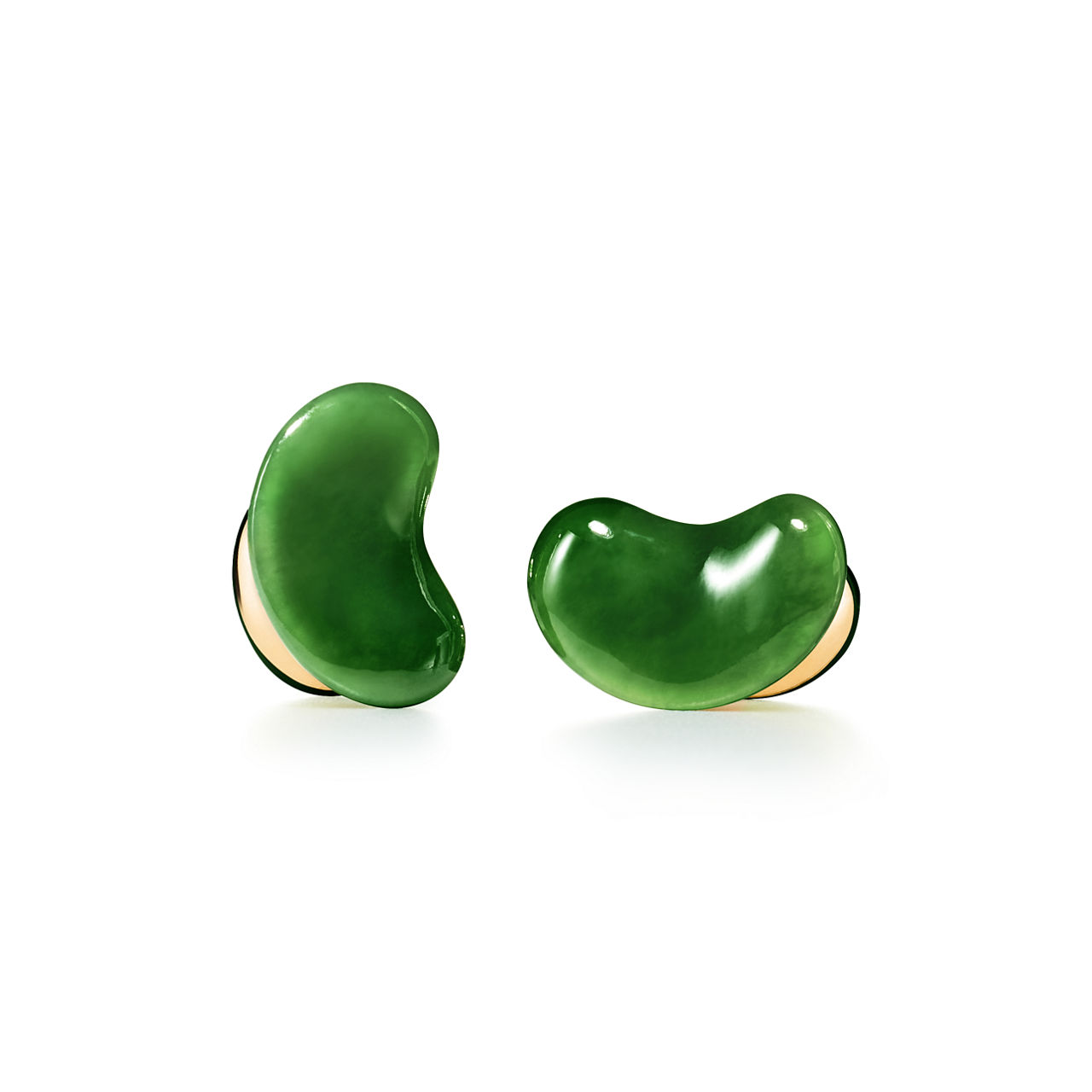 Elsa Peretti®:Bean design Cufflinks in Yellow Gold with Green Jade image number 0