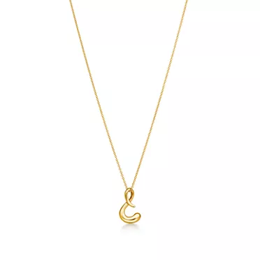 Elsa Peretti&reg;:Small Alphabet Pendant in Yellow Gold, 2